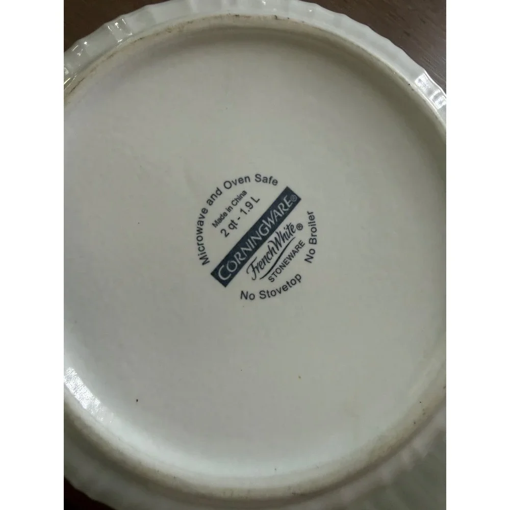 CorningWare French White Casserole Dish Set 3 Piece Stoneware with Glass Lids